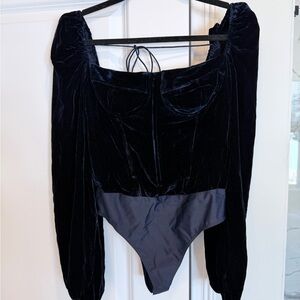 Cami NYC Velvet Bodysuit in Eclipse (indigo blue)